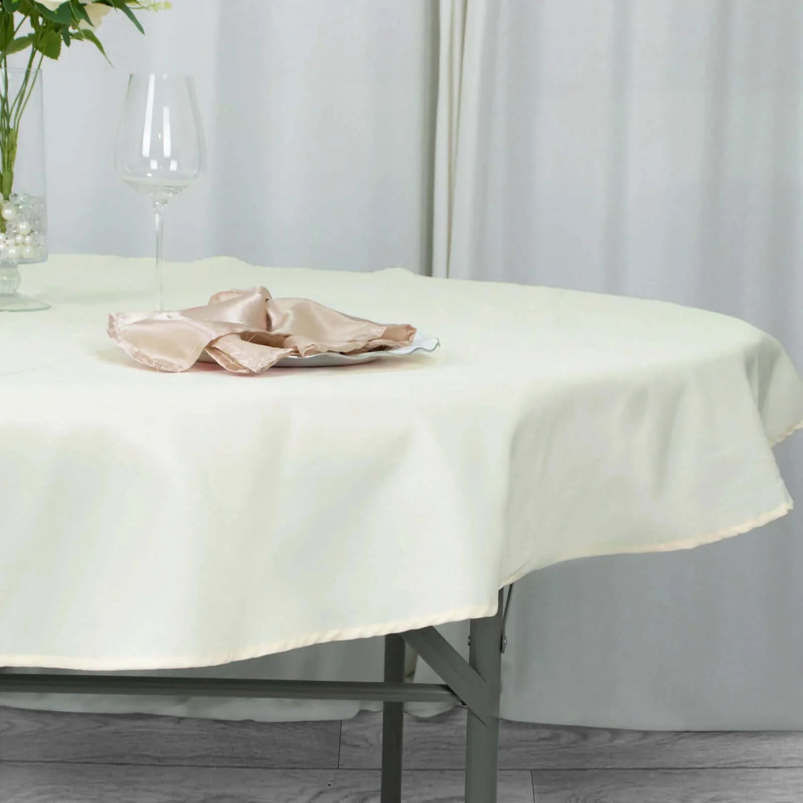 Premium Polyester Round Tablecloth 70" Ivory - 220GSM Wrinkle-Resistant & Durable Table Cover - Image 2