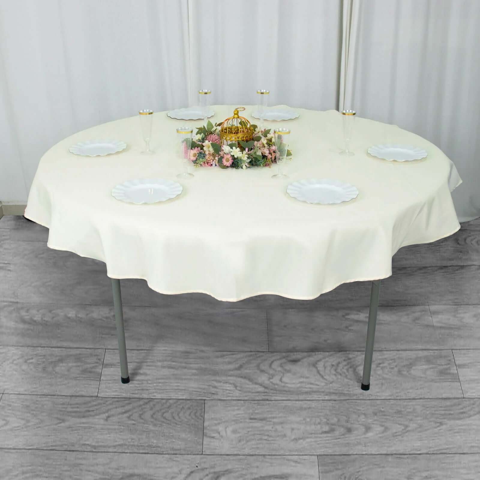 Premium Polyester Round Tablecloth 70" Ivory - 220GSM Wrinkle-Resistant & Durable Table Cover - Image 3