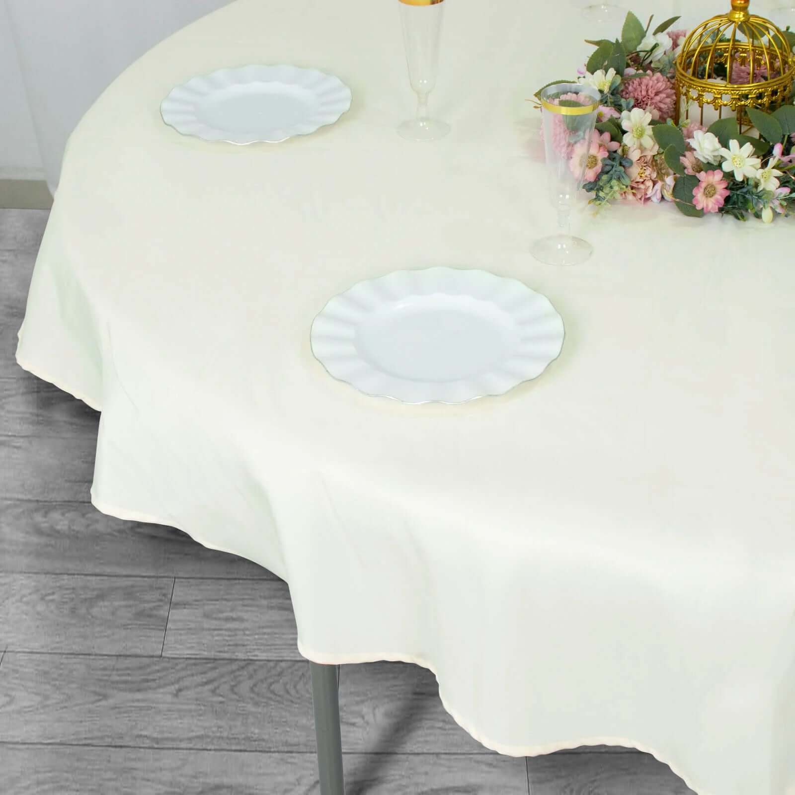 Premium Polyester Round Tablecloth 70" Ivory - 220GSM Wrinkle-Resistant & Durable Table Cover - Image 4