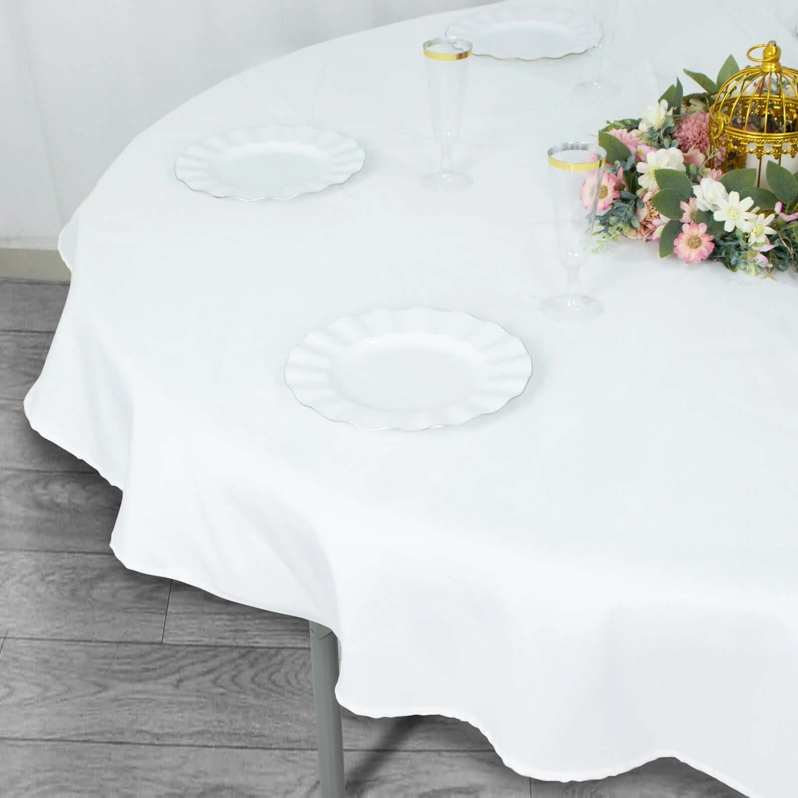 Premium Polyester Round Tablecloth 70" White - 220GSM Wrinkle-Resistant and Durable Table Cover for Weddings & Events - Image 6