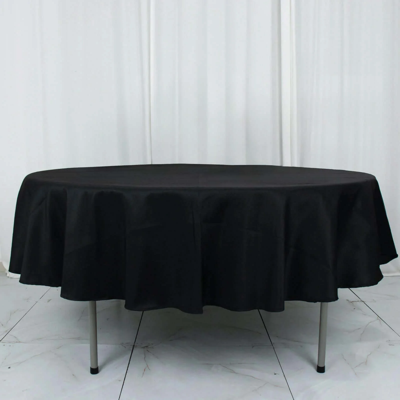 Premium Polyester Round Tablecloth 90" Black - 220GSM Wrinkle-Resistant and Durable Fabric for Classy Weddings & Events