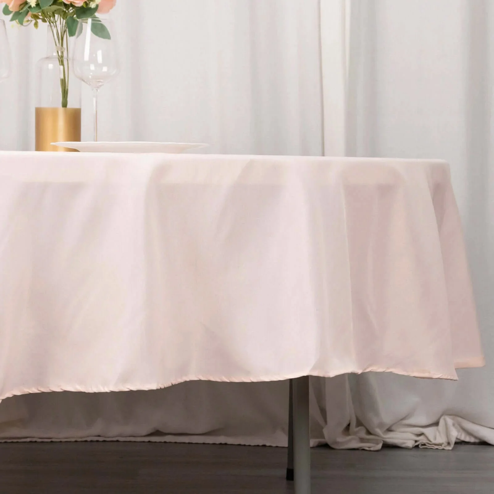 Premium Polyester Round Tablecloth 90" Blush - 220GSM Wrinkle-Resistant & Durable Table Cover - Image 3