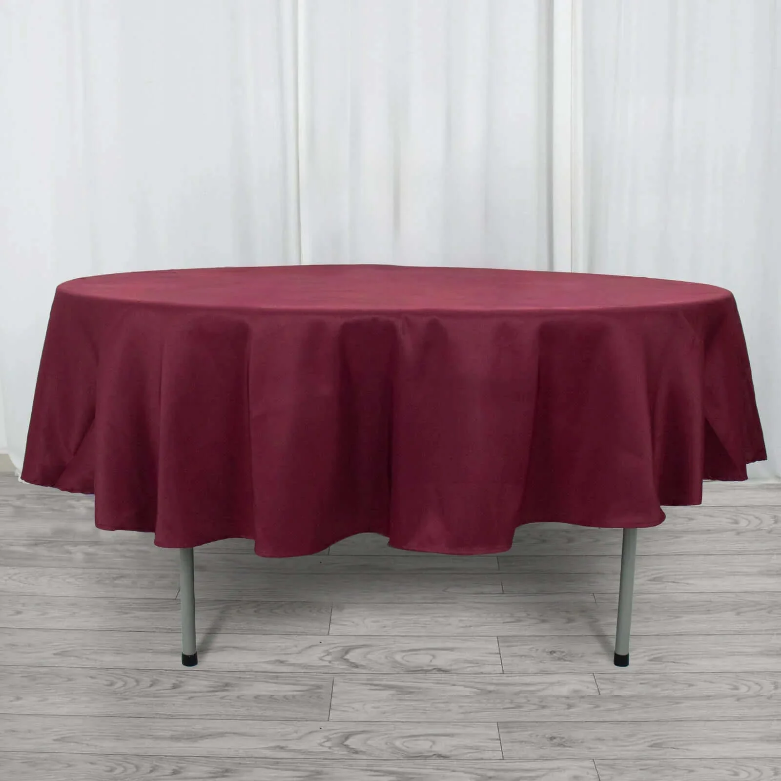 Premium Polyester Round Tablecloth 90" Burgundy - 220GSM Wrinkle-Resistant & Durable Table Cover