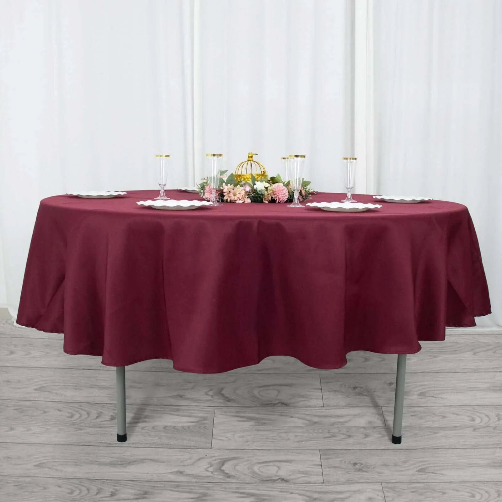Premium Polyester Round Tablecloth 90" Burgundy - 220GSM Wrinkle-Resistant & Durable Table Cover - Image 5