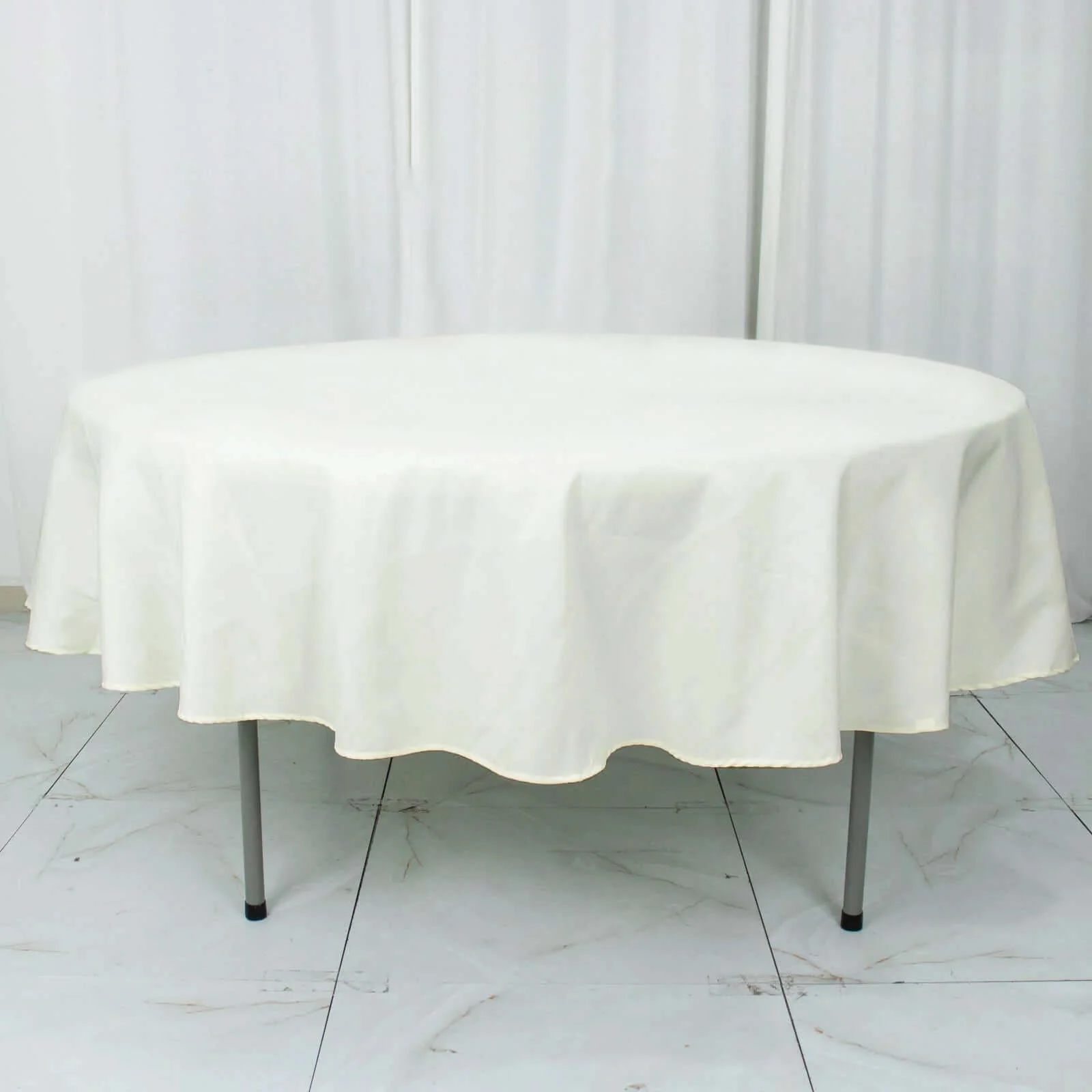 Premium Polyester Round Tablecloth 90" Ivory - 220GSM Wrinkle-Resistant & Durable Table Cover