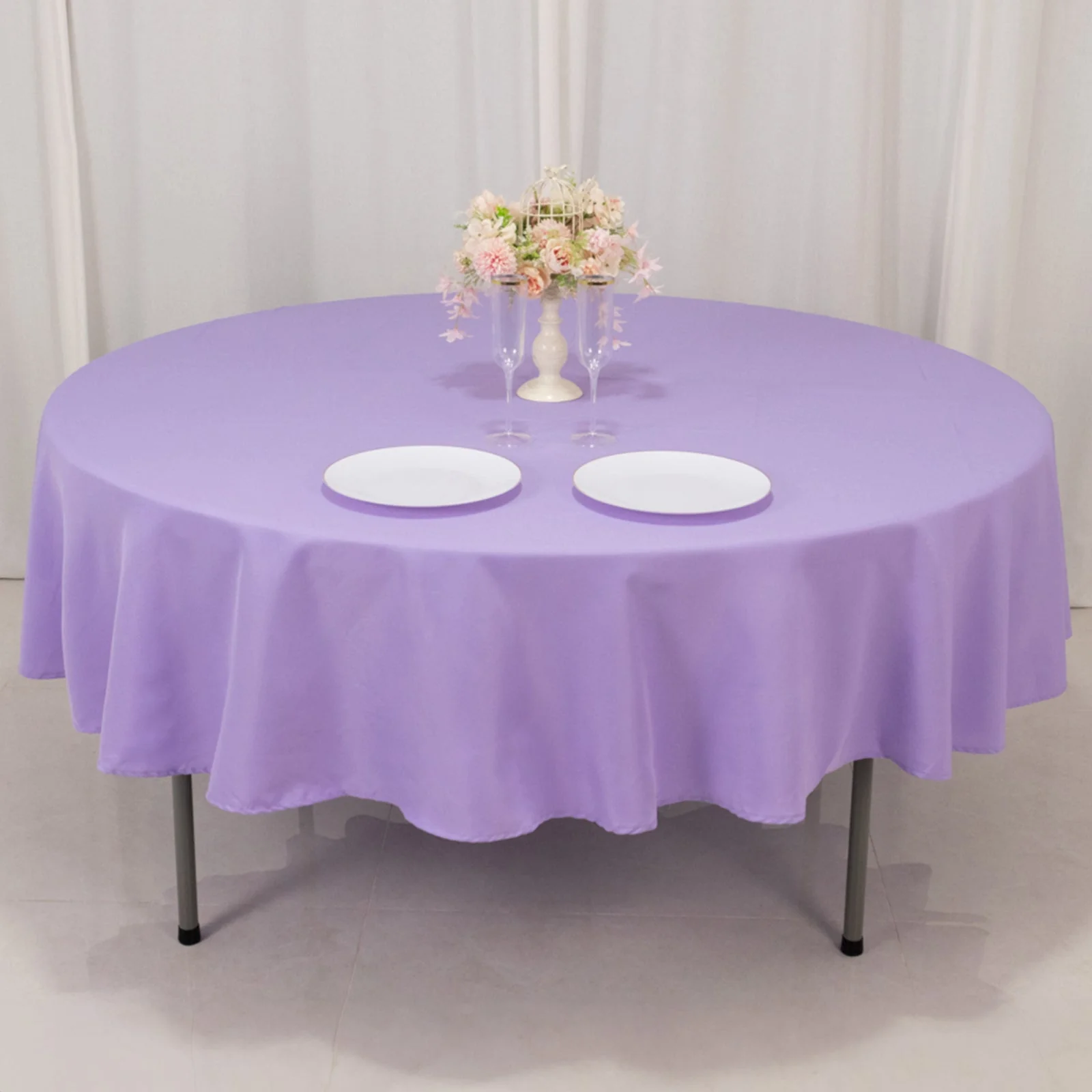 Premium Polyester Round Tablecloth 90" Lavender Lilac - 220GSM Wrinkle-Resistant & Durable Table Cover - Image 7