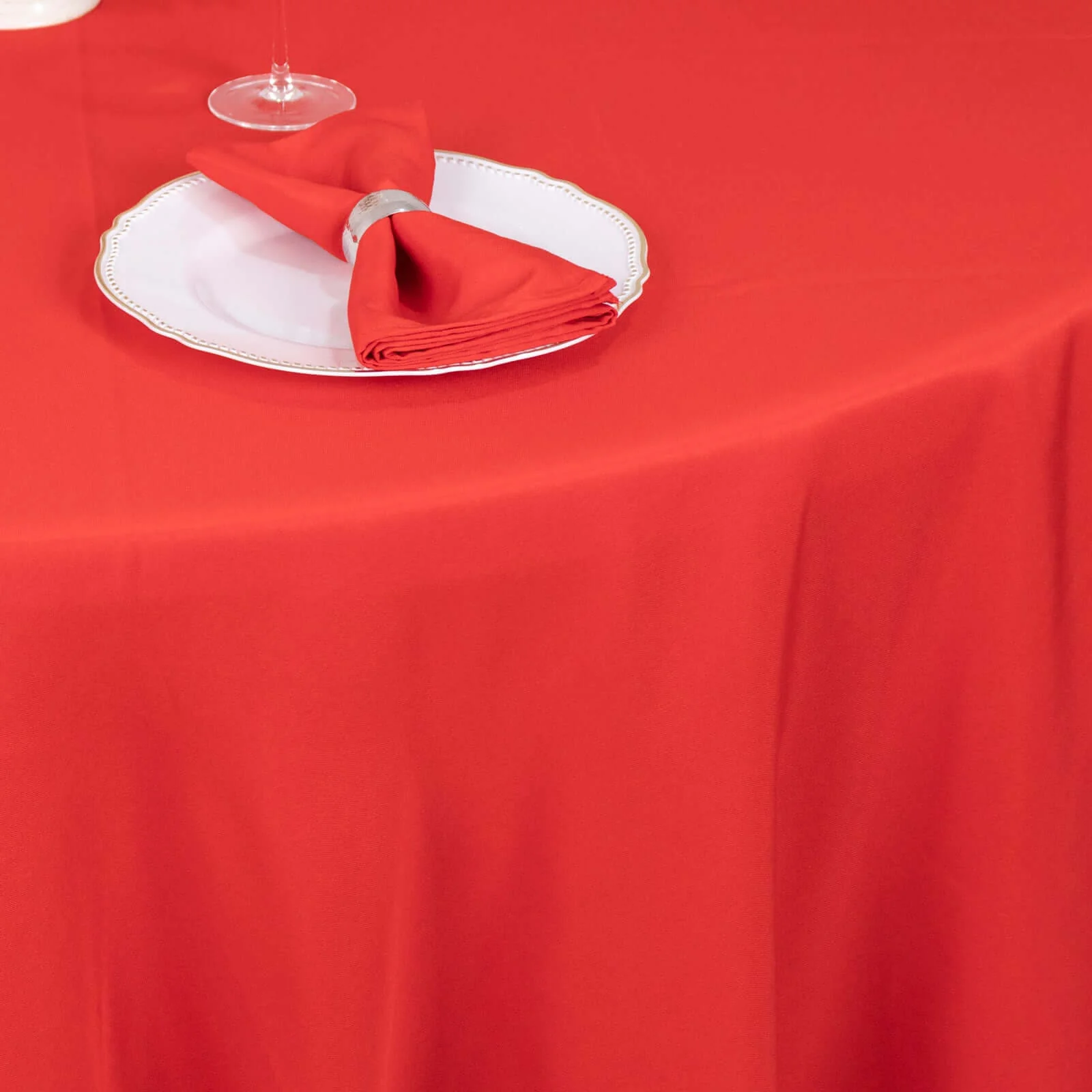 Premium Polyester Round Tablecloth 90" Red - 220GSM Wrinkle-Resistant & Durable Table Cover - Image 12