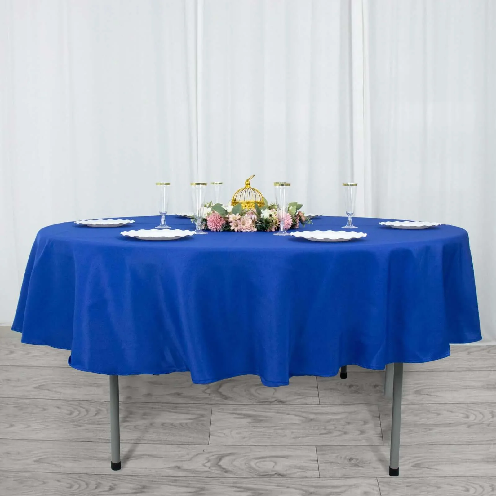Premium Polyester Round Tablecloth 90" Royal Blue - 220GSM Wrinkle-Resistant & Durable Table Cover - Image 4