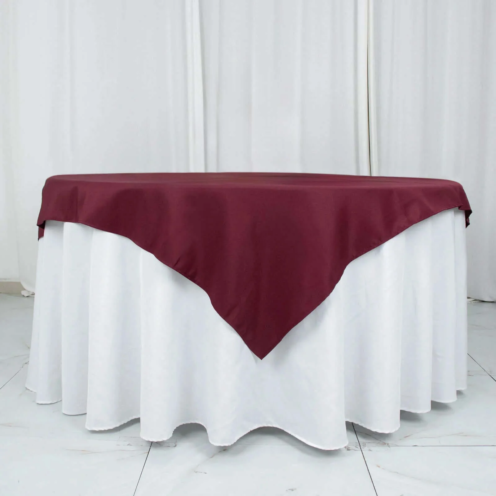 Premium Polyester Square Table Overlay 54"x54" Burgundy - 220GSM Wrinkle-Resistant Table Topper
