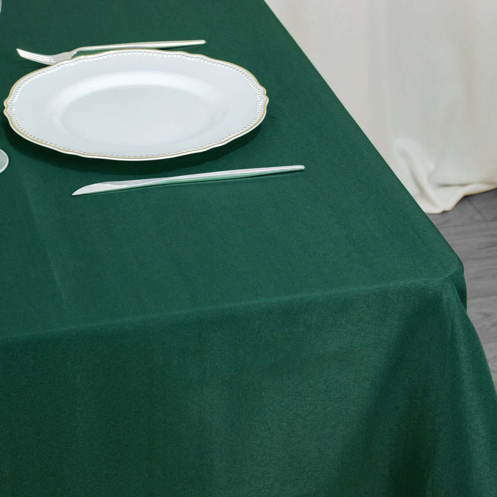 Premium Polyester Square Table Overlay 54"x54" Hunter Emerald Green - 220GSM Wrinkle-Resistant Table Topper - Image 2