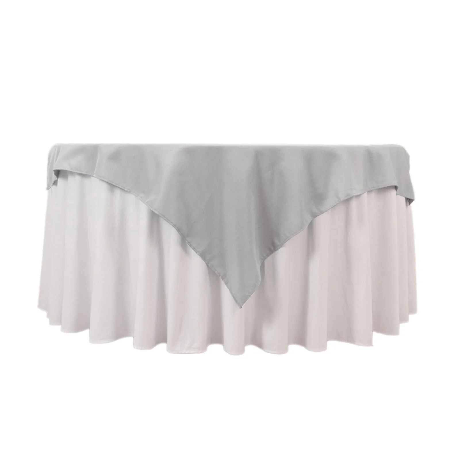 Premium Polyester Square Table Overlay 54"x54" Silver - 220GSM Wrinkle-Resistant Table Topper - Image 7