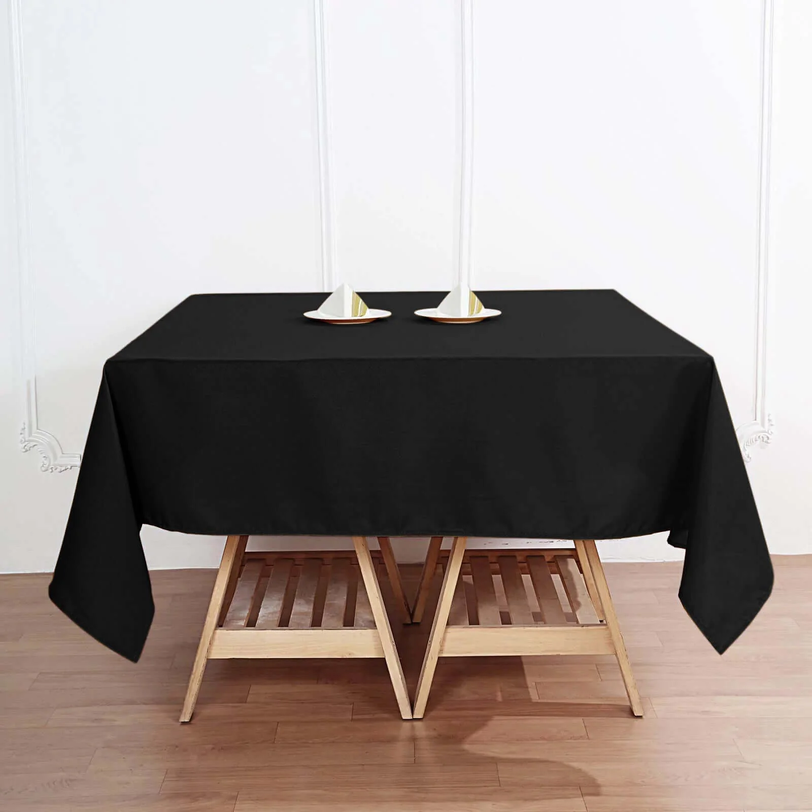 Premium Polyester Square Table Overlay 70"x70" Black - 220GSM Wrinkle-Resistant Table Topper for Weddings & Parties - Image 5
