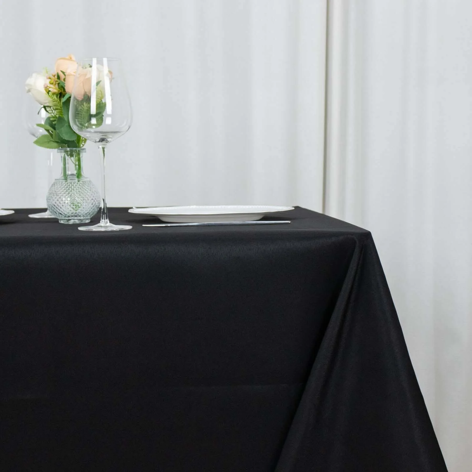 Premium Polyester Square Table Overlay 90"x90" Black - 220GSM Wrinkle-Resistant & Durable Table Topper - Image 3
