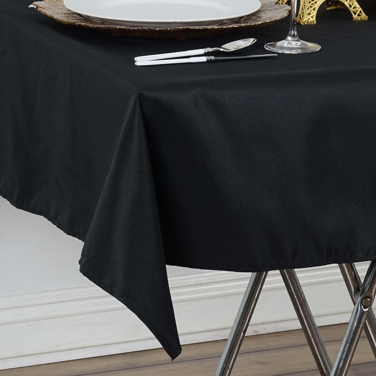 Premium Polyester Square Tablecloth 54"x54" Black - 220GSM Wrinkle-Resistant & Durable Table Cover for Weddings and Parties - Image 2