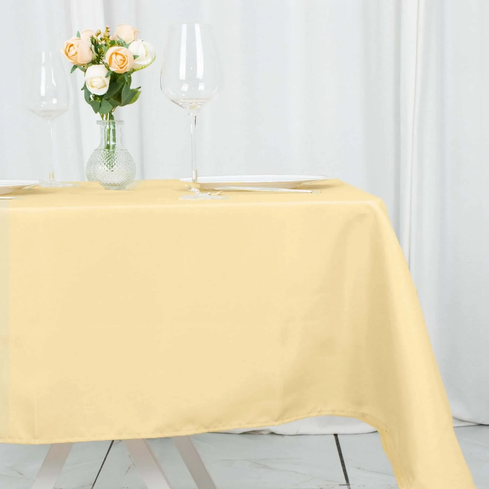 Premium Polyester Square Tablecloth 54"x54" Champagne - 220GSM Wrinkle-Resistant Table Cover - Image 2
