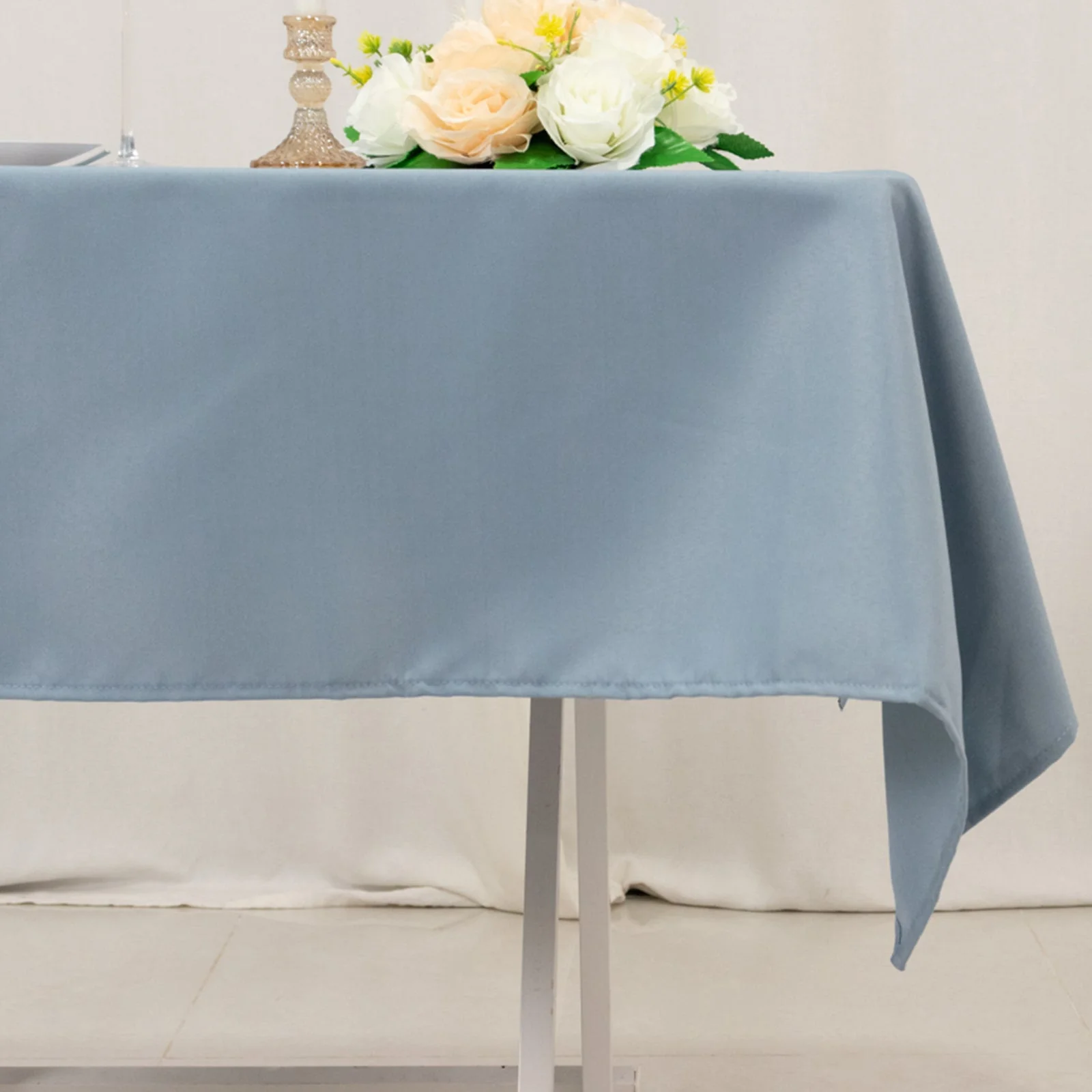 Premium Polyester Square Tablecloth 54"x54" Dusty Blue - 220GSM Wrinkle-Resistant Table Cover - Image 6