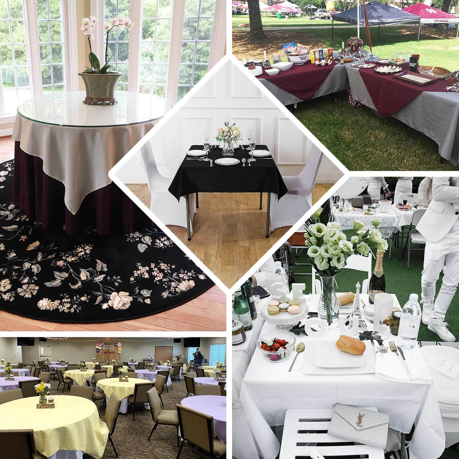 Premium Polyester Square Tablecloth 54"x54" Dusty Blue - 220GSM Wrinkle-Resistant Table Cover - Image 8