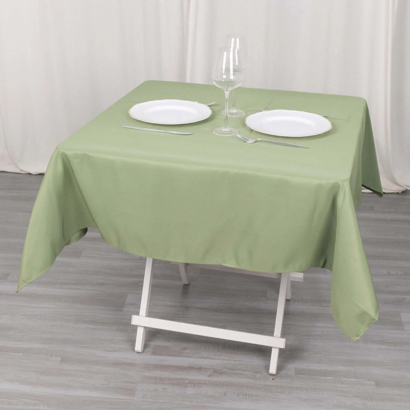 Premium Polyester Square Tablecloth 54"x54" Dusty Sage Green - 220GSM Wrinkle-Resistant Table Cover - Image 3