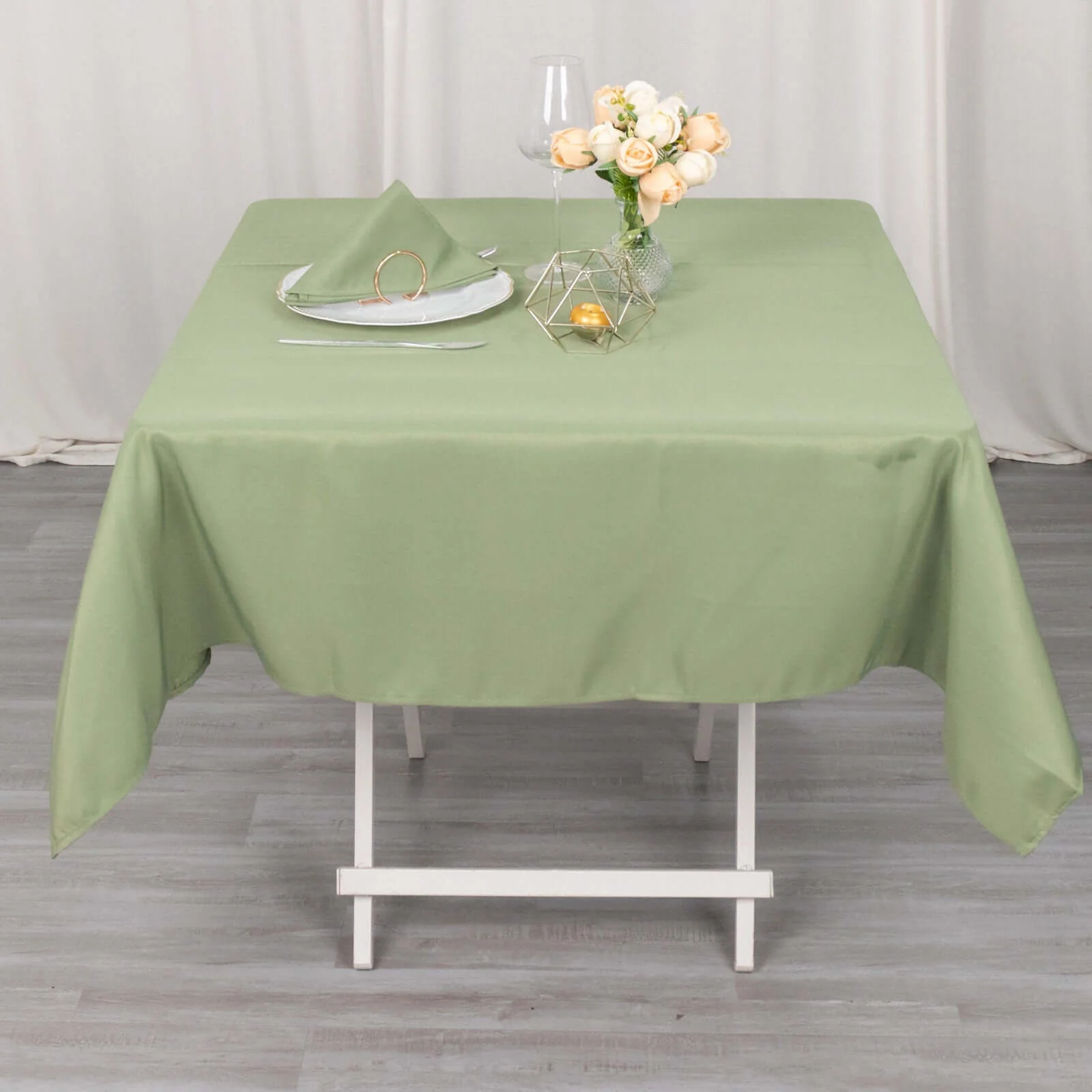 Premium Polyester Square Tablecloth 54"x54" Dusty Sage Green - 220GSM Wrinkle-Resistant Table Cover - Image 8