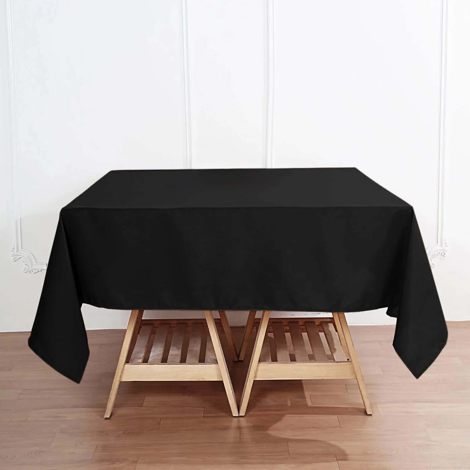 Premium Polyester Square Tablecloth 70"x70" Black - Wrinkle-Resistant 220GSM Table Cover for Stylish Event Decor