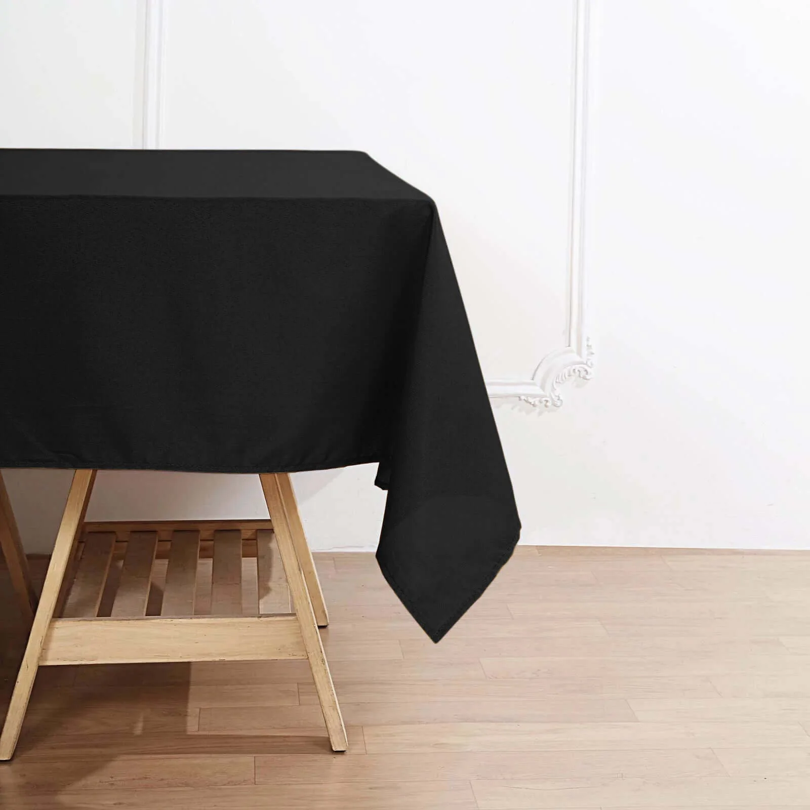 Premium Polyester Square Tablecloth 70"x70" Black - Wrinkle-Resistant 220GSM Table Cover for Stylish Event Decor - Image 2