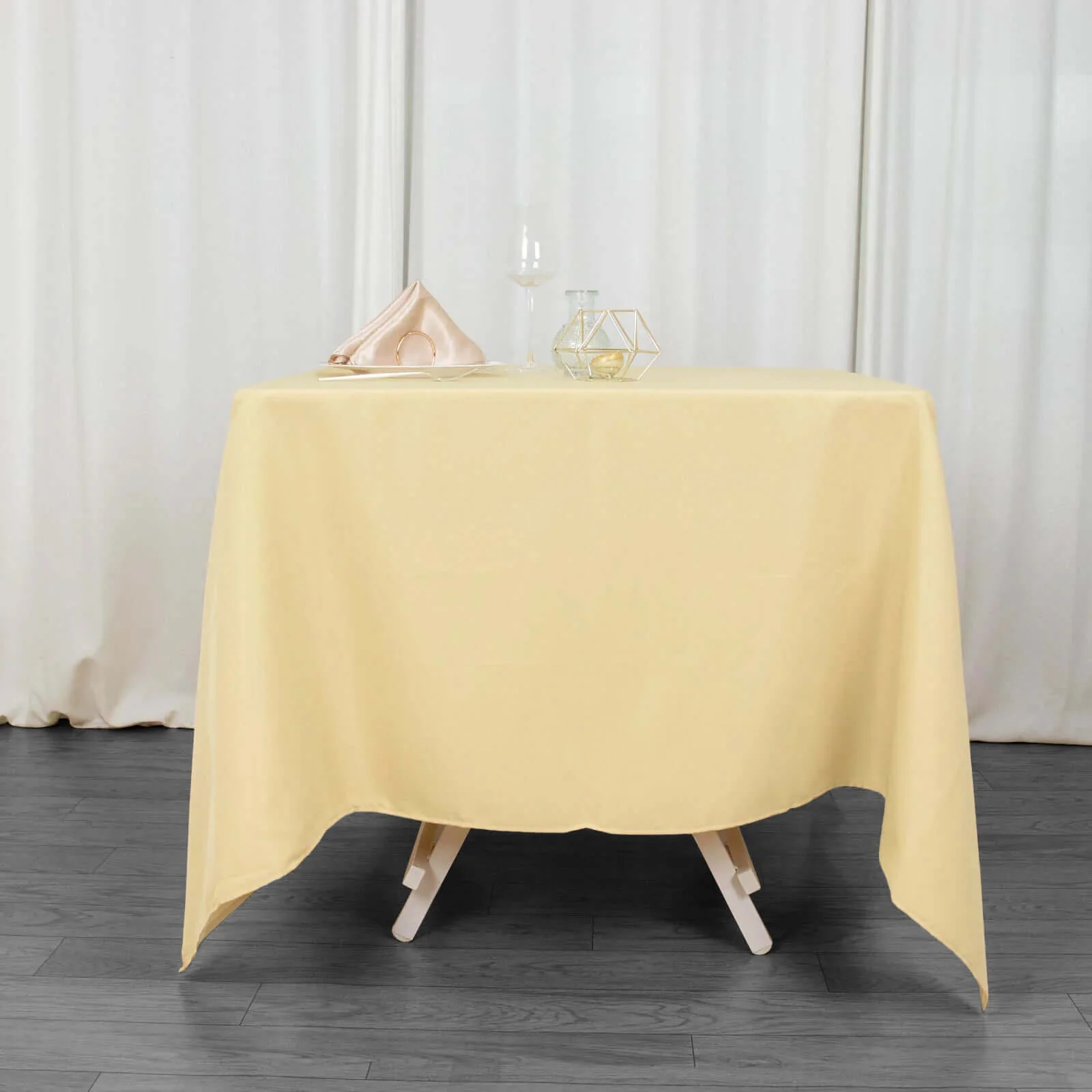 Premium Polyester Square Tablecloth 70"x70" Champagne - Wrinkle-Resistant 220GSM Table Topper - Image 3