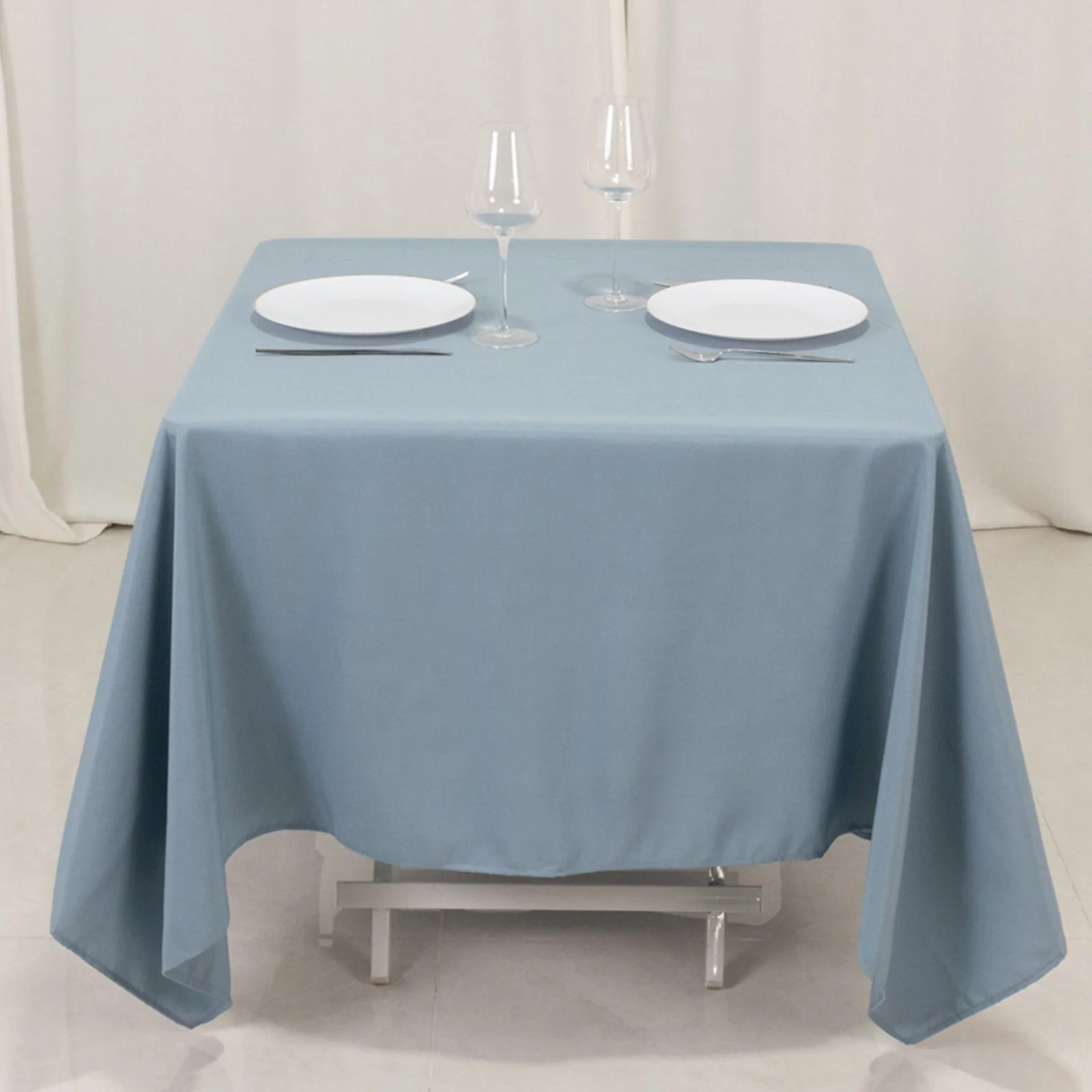 Premium Polyester Square Tablecloth 70"x70" Dusty Blue - Wrinkle-Resistant 220GSM Table Cover - Image 5