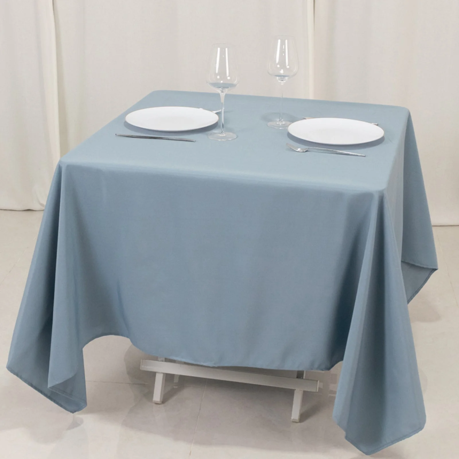 Premium Polyester Square Tablecloth 70"x70" Dusty Blue - Wrinkle-Resistant 220GSM Table Cover - Image 7