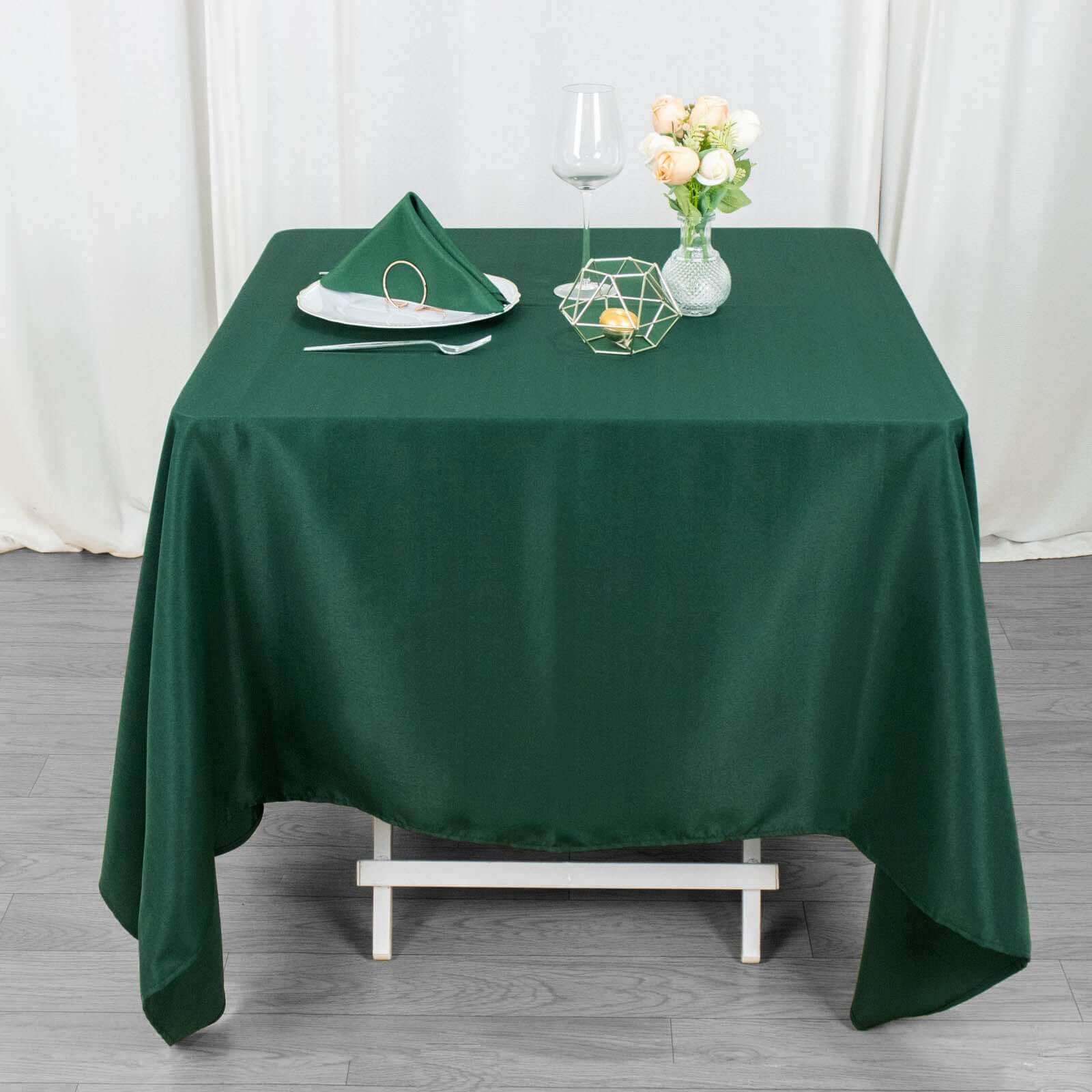 Premium Polyester Square Tablecloth 70"x70" Hunter Emerald Green - Wrinkle-Resistant 220GSM Table Cover - Image 10