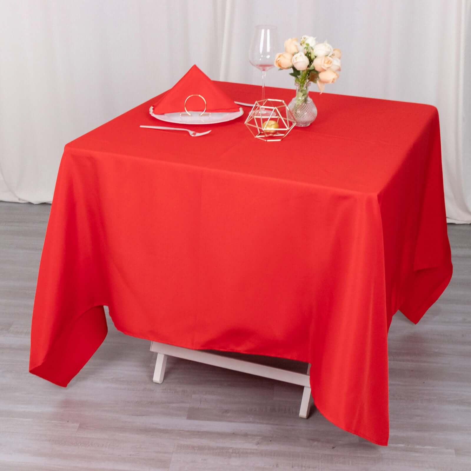 Premium Polyester Square Tablecloth 70"x70" Red - Wrinkle-Resistant 220GSM Table Cover - Image 3