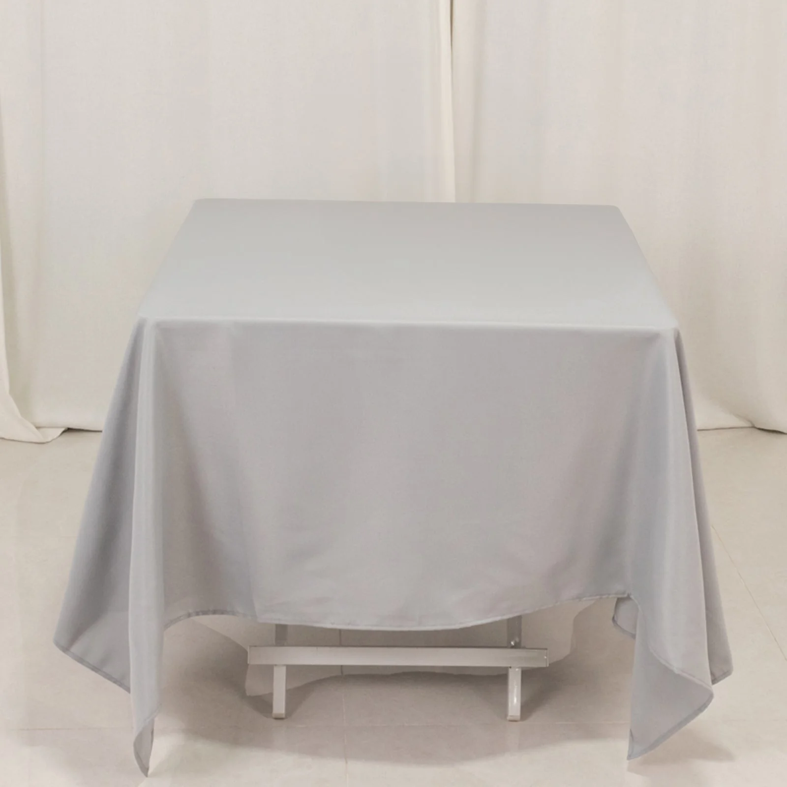 Premium Polyester Square Tablecloth 70"x70" Silver - Wrinkle-Resistant 220GSM Table Topper for Stylish Event Decor