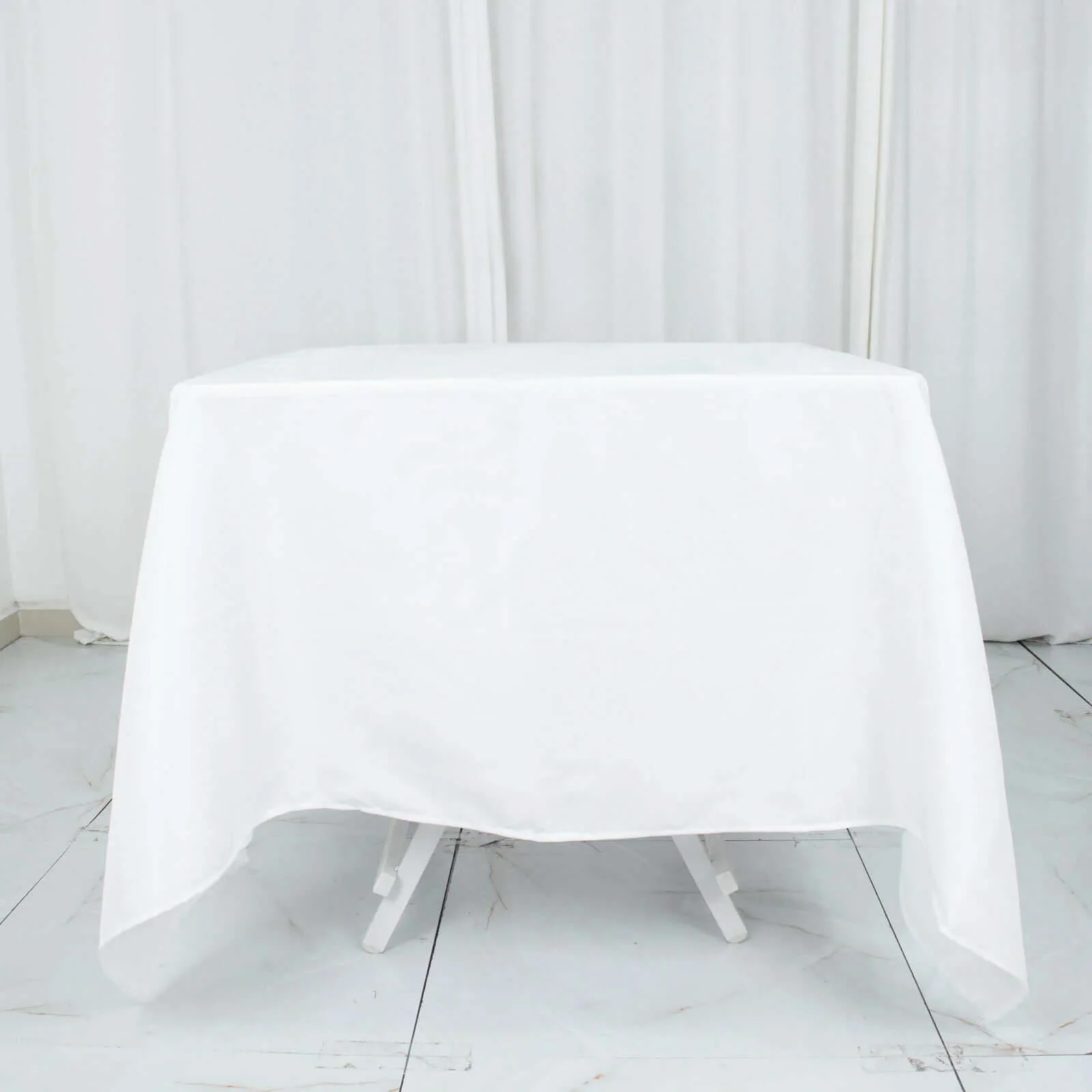 Premium Polyester Square Tablecloth 70"x70" White - Wrinkle-Resistant 220GSM Table Cover for Stylish Event Decor