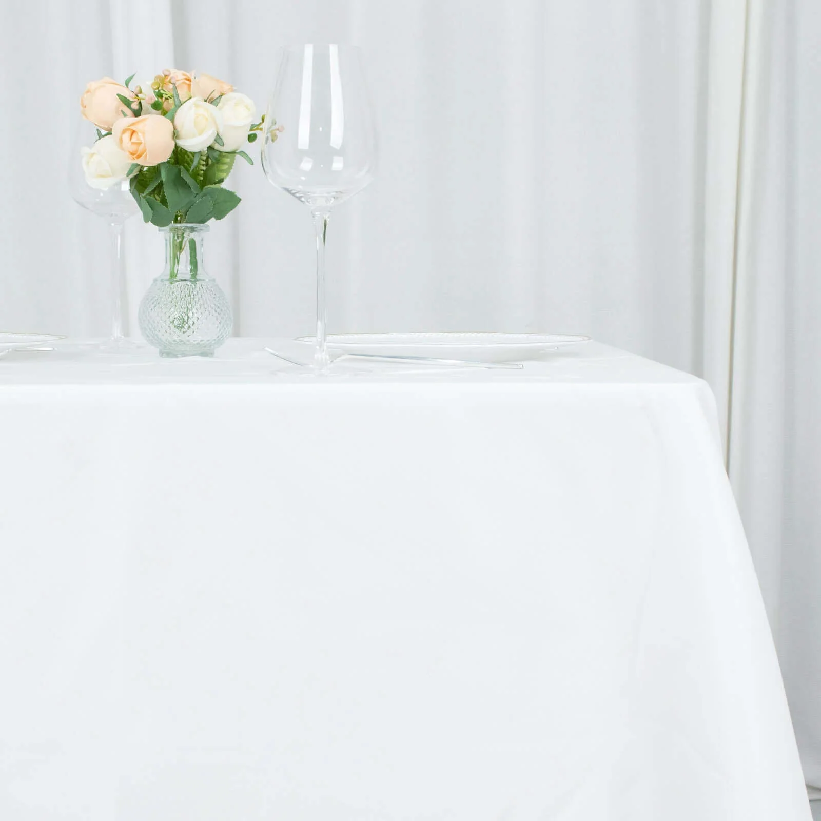 Premium Polyester Square Tablecloth 70"x70" White - Wrinkle-Resistant 220GSM Table Cover for Stylish Event Decor - Image 2