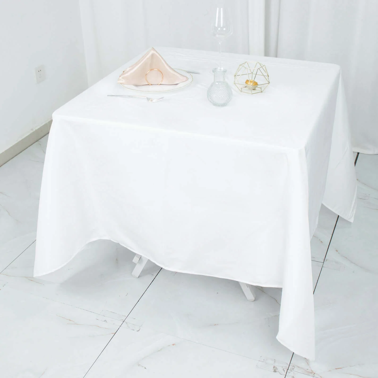 Premium Polyester Square Tablecloth 70"x70" White - Wrinkle-Resistant 220GSM Table Cover for Stylish Event Decor - Image 8