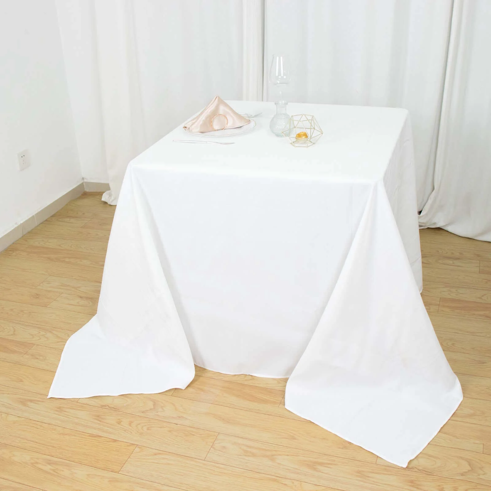 Premium Polyester Square Tablecloth 90"x90" White - 220GSM Wrinkle-Resistant and Durable Table Cover for Weddings & Special Occasions - Image 2