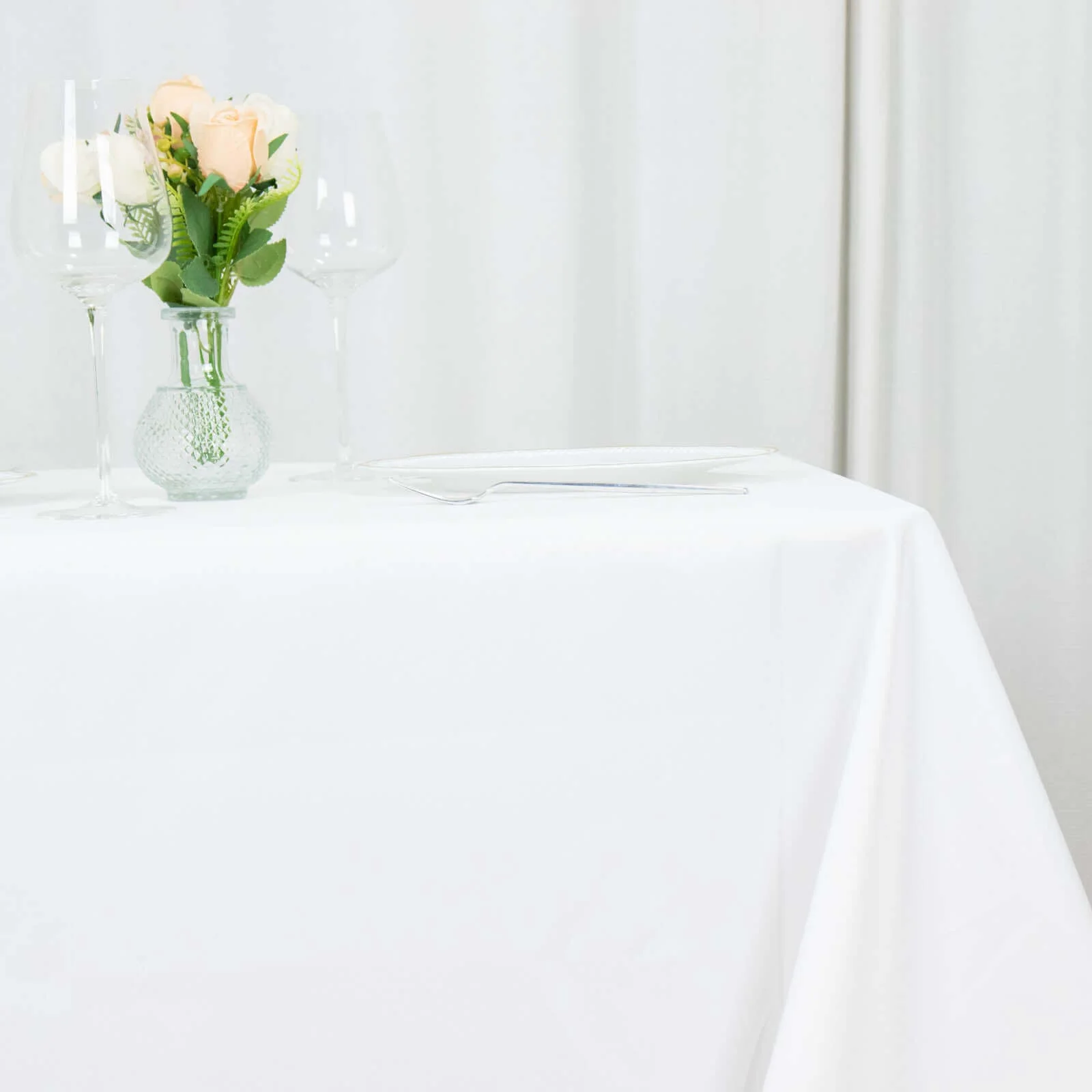Premium Polyester Square Tablecloth 90"x90" White - 220GSM Wrinkle-Resistant and Durable Table Cover for Weddings & Special Occasions - Image 3