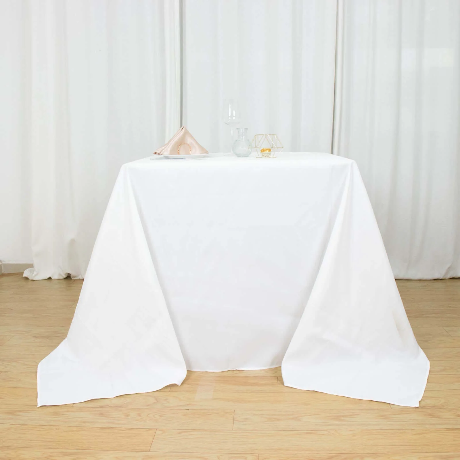 Premium Polyester Square Tablecloth 90"x90" White - 220GSM Wrinkle-Resistant and Durable Table Cover for Weddings & Special Occasions - Image 4