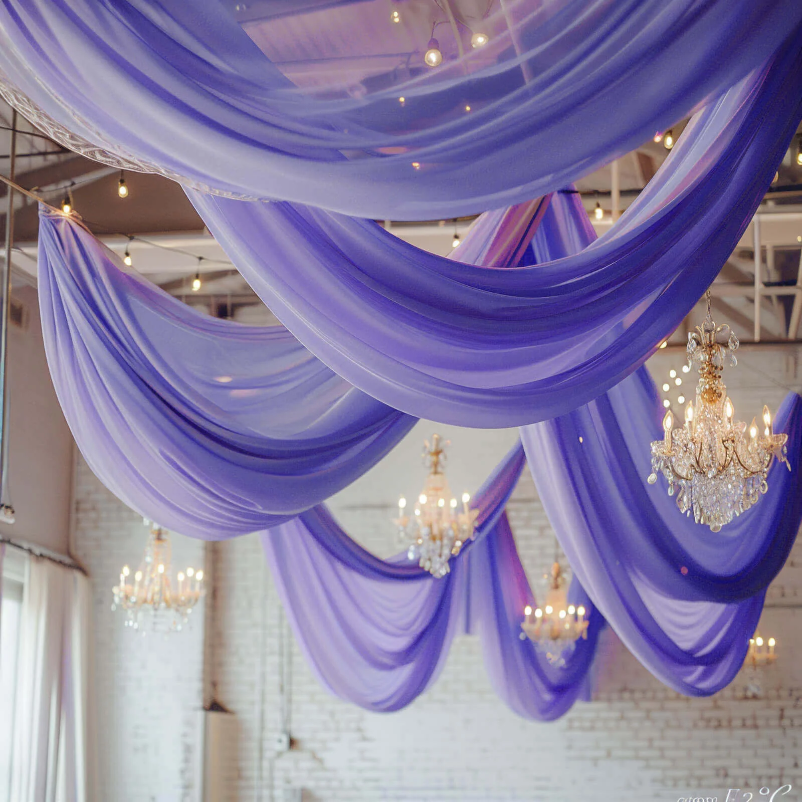 Purple Chiffon Ceiling Drapery, Durable Flame Resistant Long Curtain Backdrop Panel With Rod Pocket 5ftx32ft - Image 7