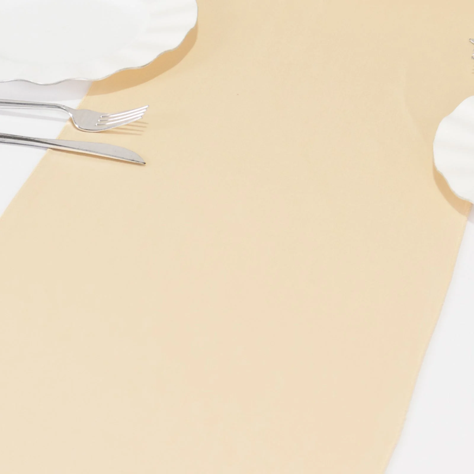Scuba Polyester Table Runner 12"x108" Beige - Wrinkle-Free Table Linen - Image 3