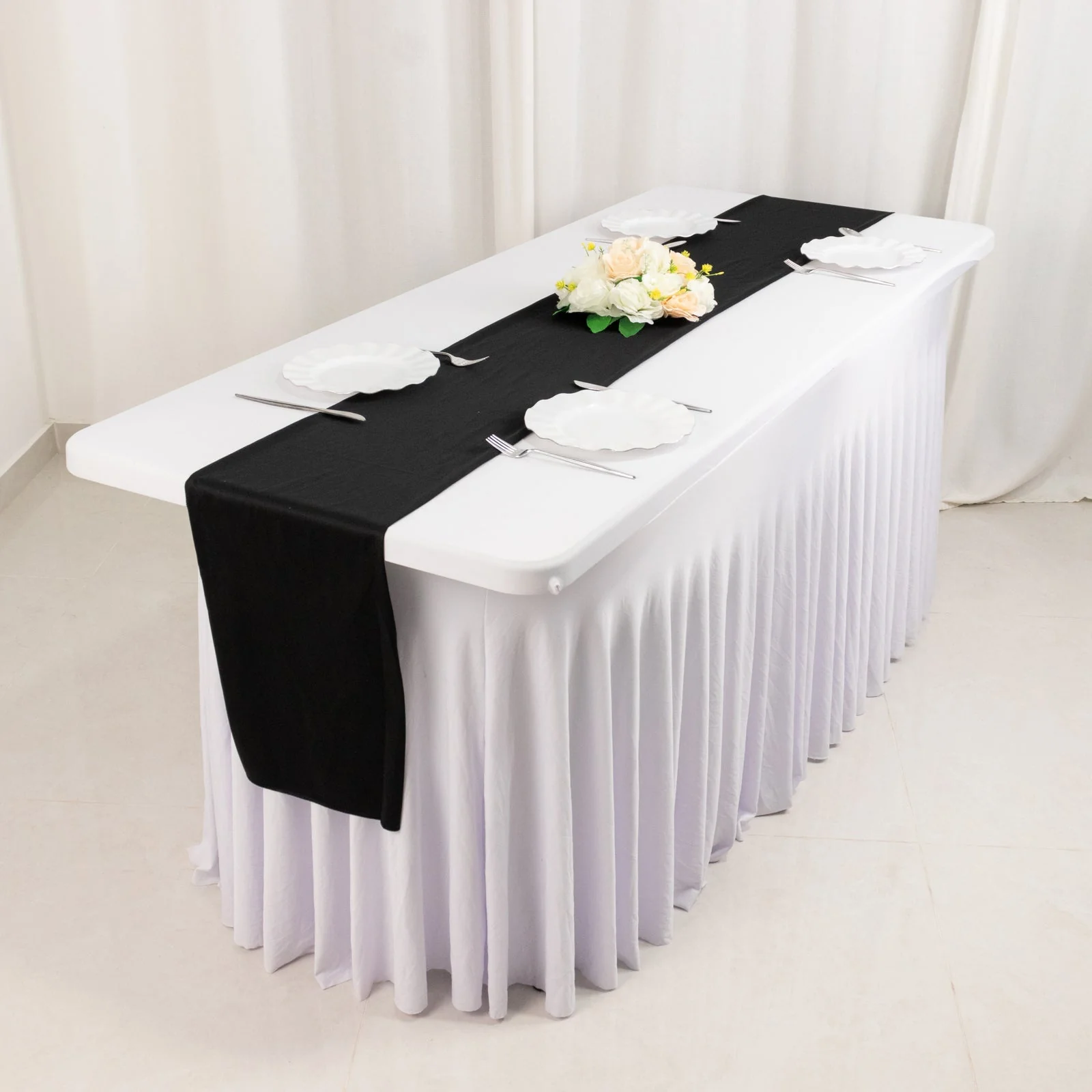 Scuba Polyester Table Runner 12"x108" Black - Wrinkle-Free Table Linen for Events & Weddings - Image 5