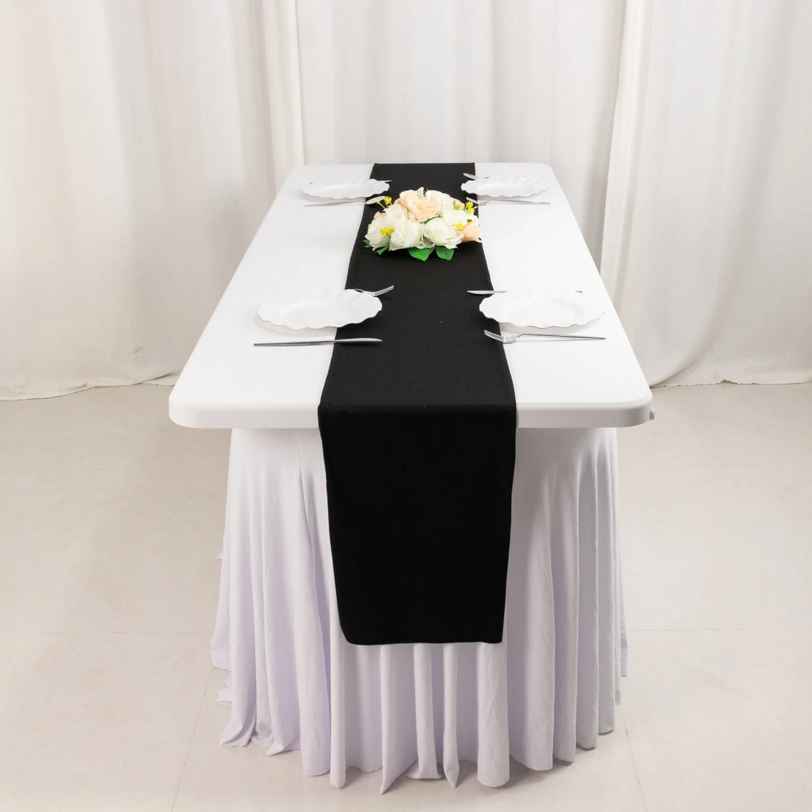 Scuba Polyester Table Runner 12"x108" Black - Wrinkle-Free Table Linen for Events & Weddings - Image 6