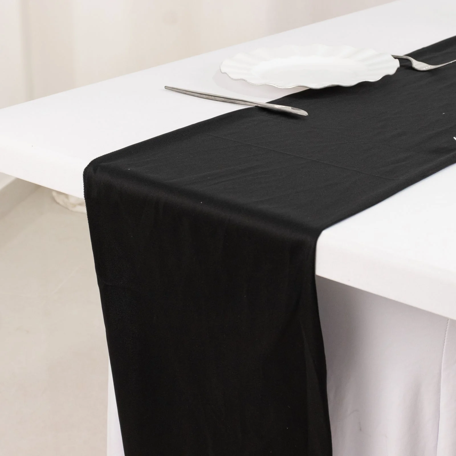 Scuba Polyester Table Runner 12"x108" Black - Wrinkle-Free Table Linen for Events & Weddings - Image 8