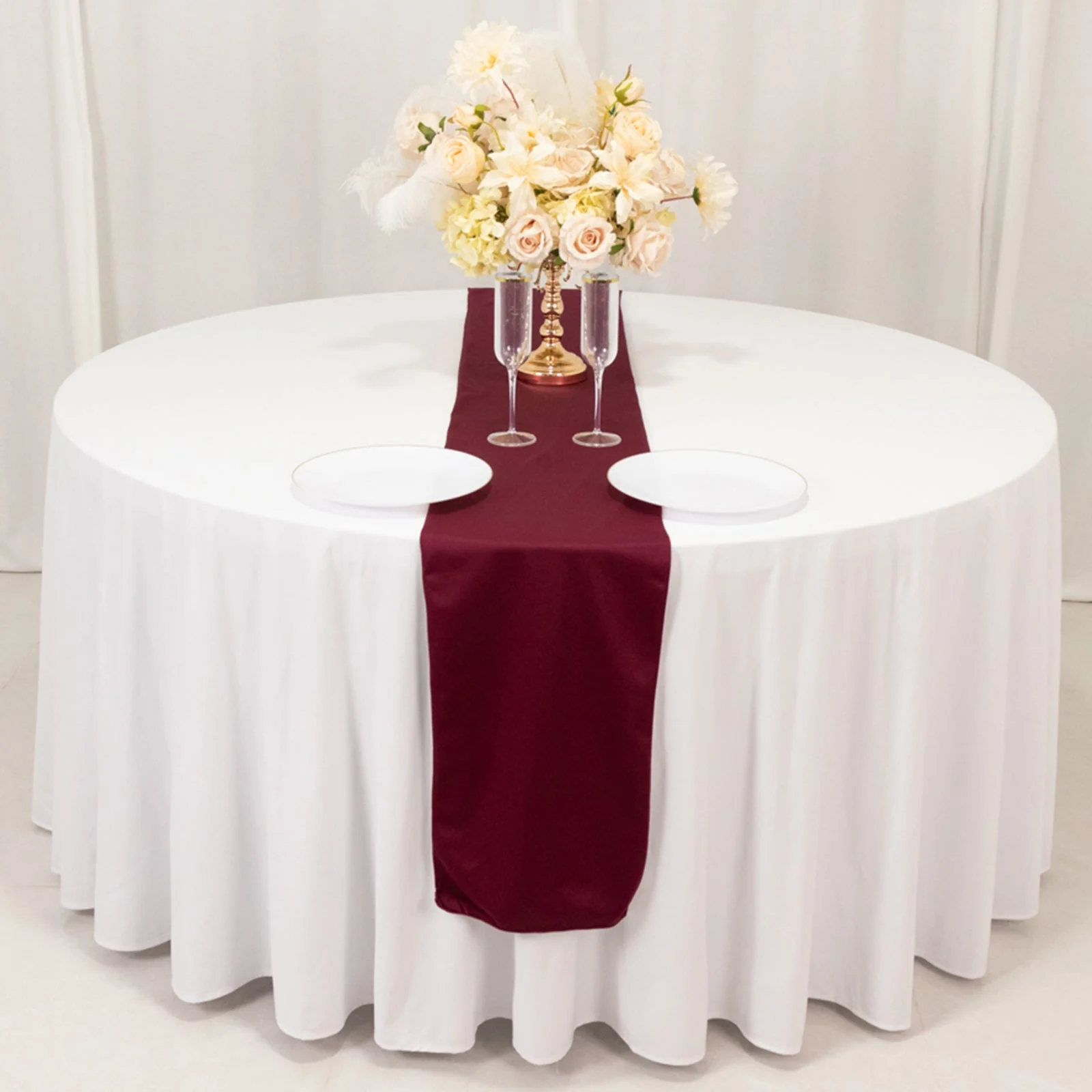 Scuba Polyester Table Runner 12"x108" Burgundy - Wrinkle-Free Table Linen - Image 6