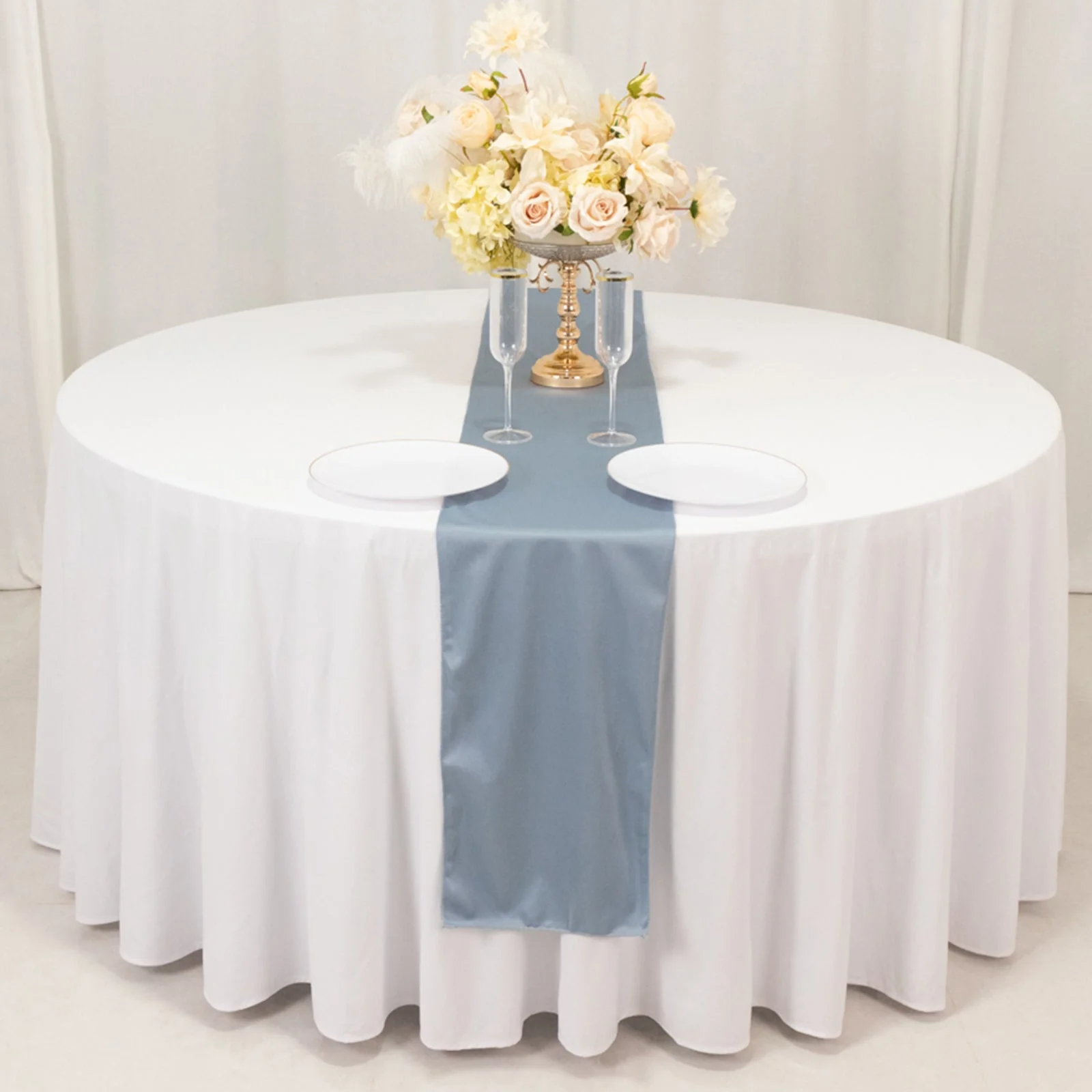 Scuba Polyester Table Runner 12"x108" Dusty Blue - Wrinkle-Free Table Linen - Image 6