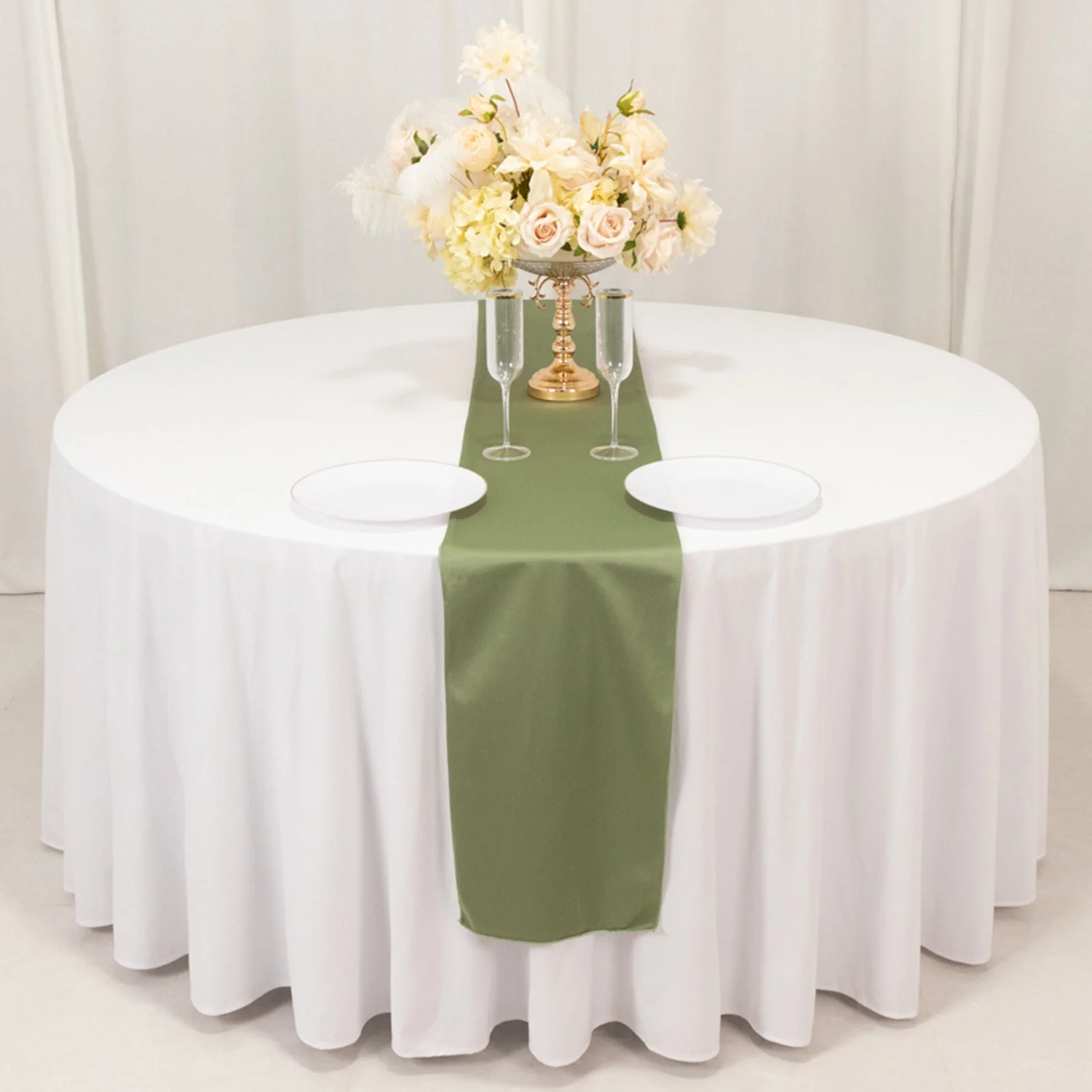 Scuba Polyester Table Runner 12"x108" Dusty Sage Green - Wrinkle-Free Table Linen - Image 7
