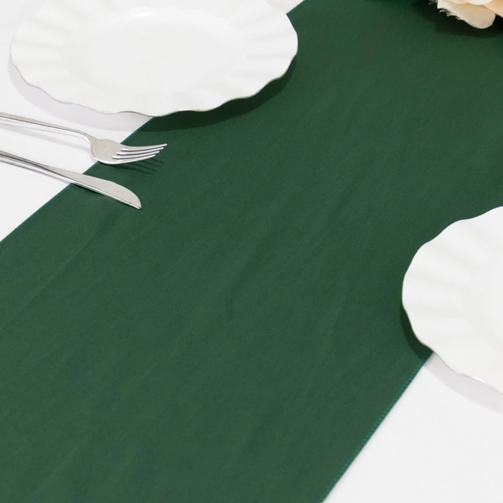 Scuba Polyester Table Runner 12"x108" Hunter Emerald Green - Wrinkle-Free Table Linen - Image 3