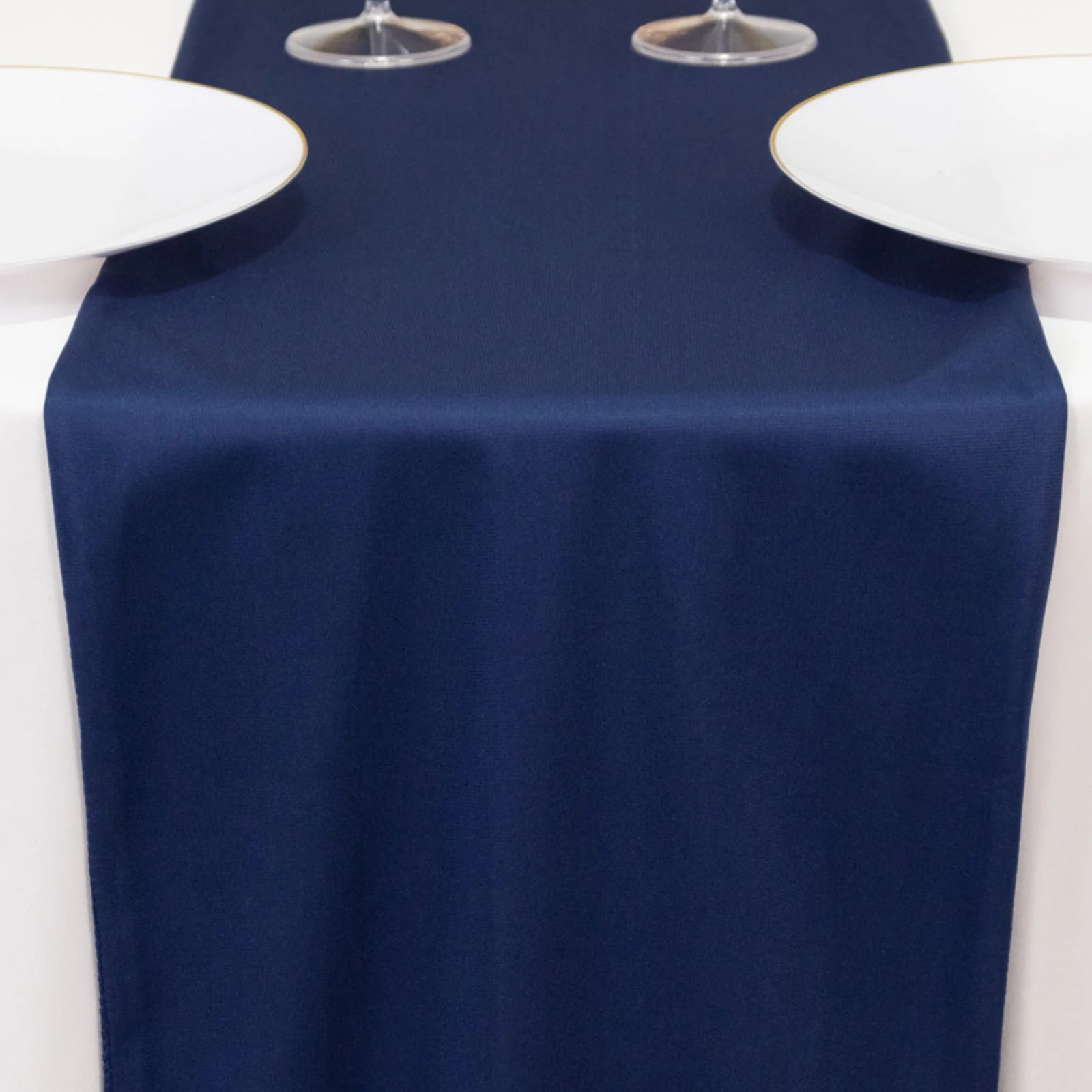 Scuba Polyester Table Runner 12"x108" Navy Blue - Wrinkle-Free Table Linen - Image 6