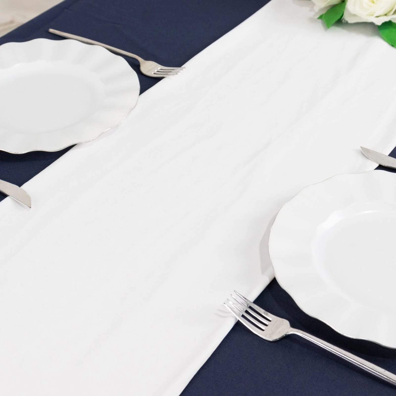 Scuba Polyester Table Runner 12"x108" White - Wrinkle-Free Table Linen for Events & Weddings - Image 8