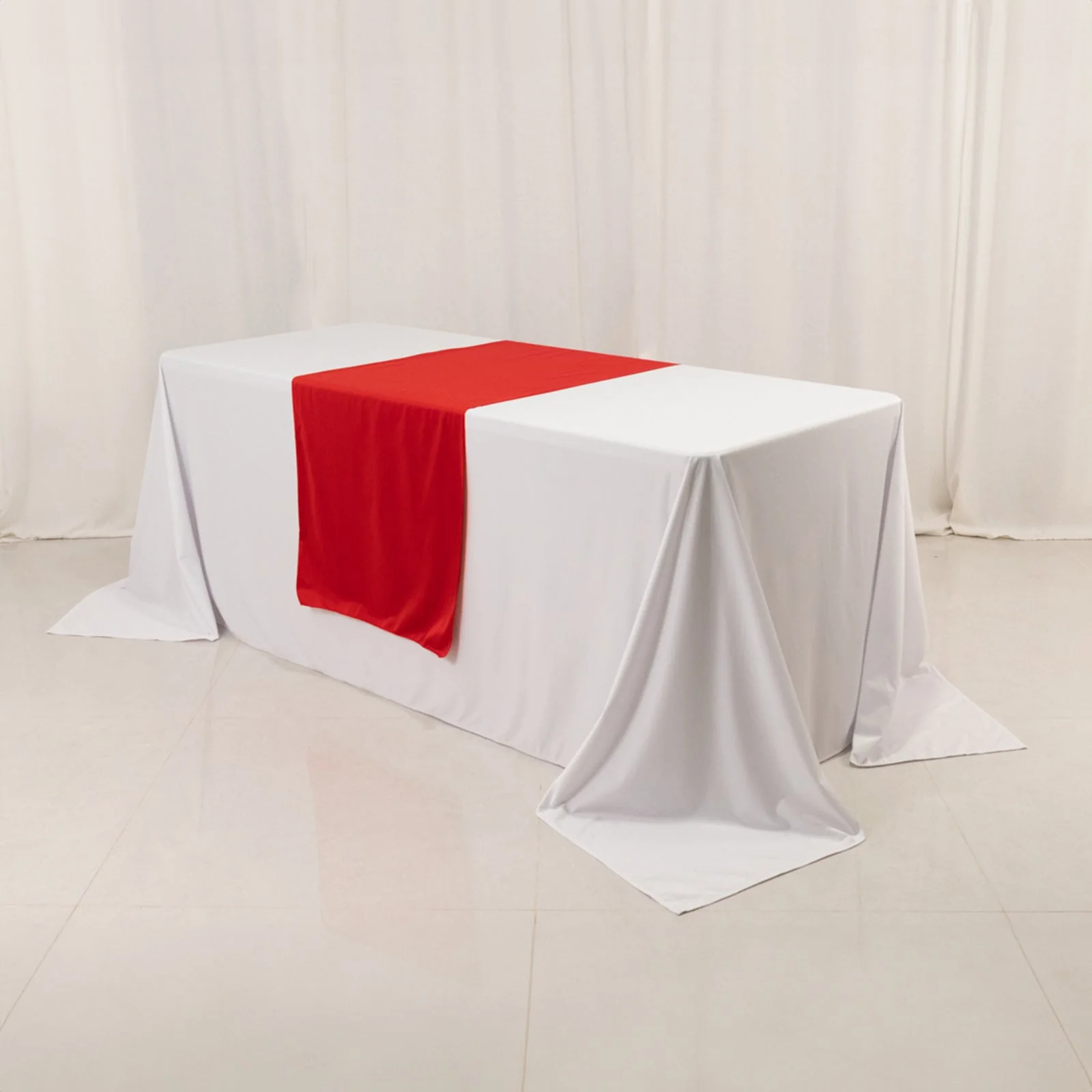 Scuba Polyester Wide Table Runner 24"x72" Red - Wrinkle-Free Table Linen - Image 2