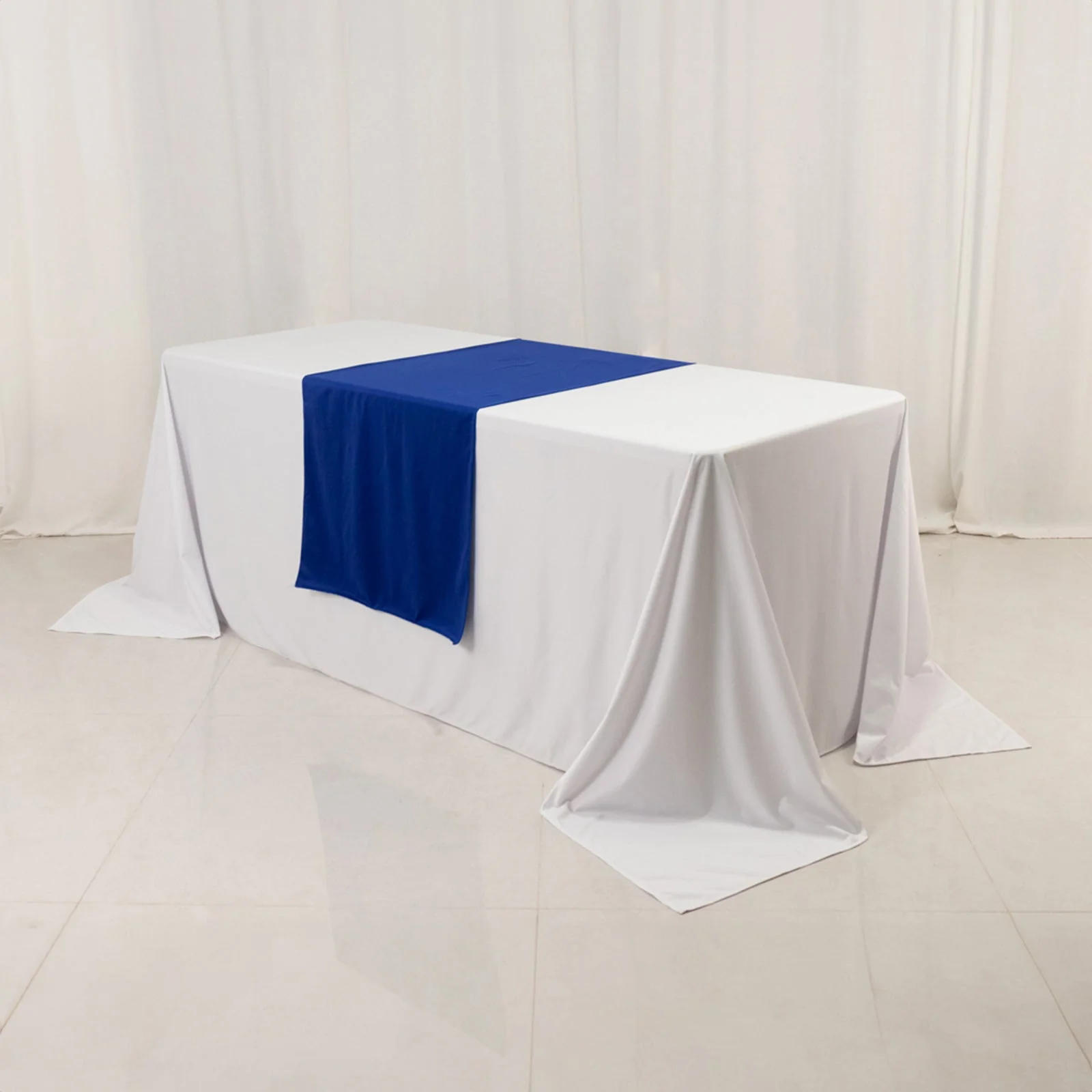Scuba Polyester Wide Table Runner 24"x72" Royal Blue - Wrinkle-Free Table Linen - Image 2
